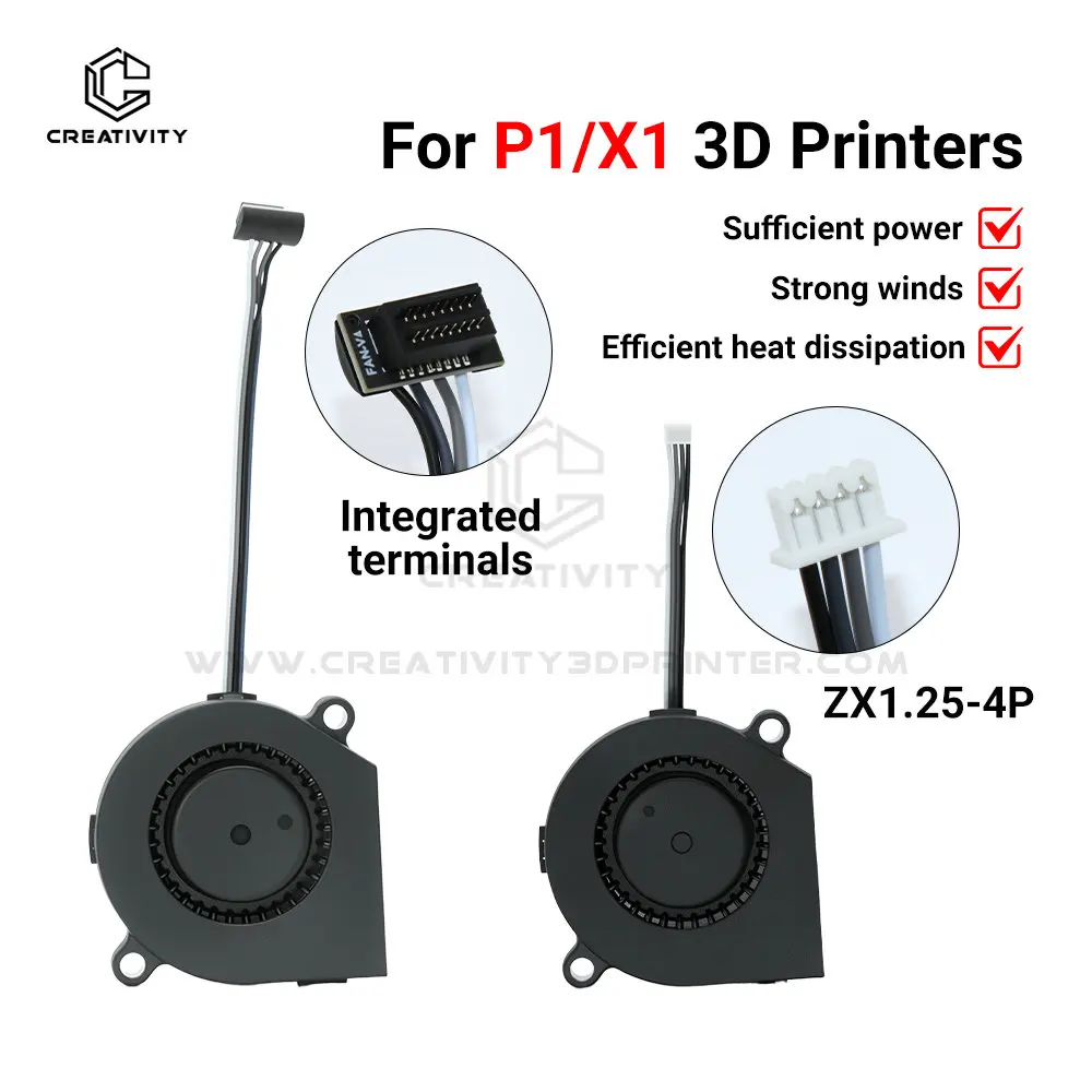 

BambuLab X1 X1C P1P P1S Components Cooling 5015 Blower Fan 2510 Mini Fan 5V 15000 rpm/min With Cable For Bamboo 3d printer
