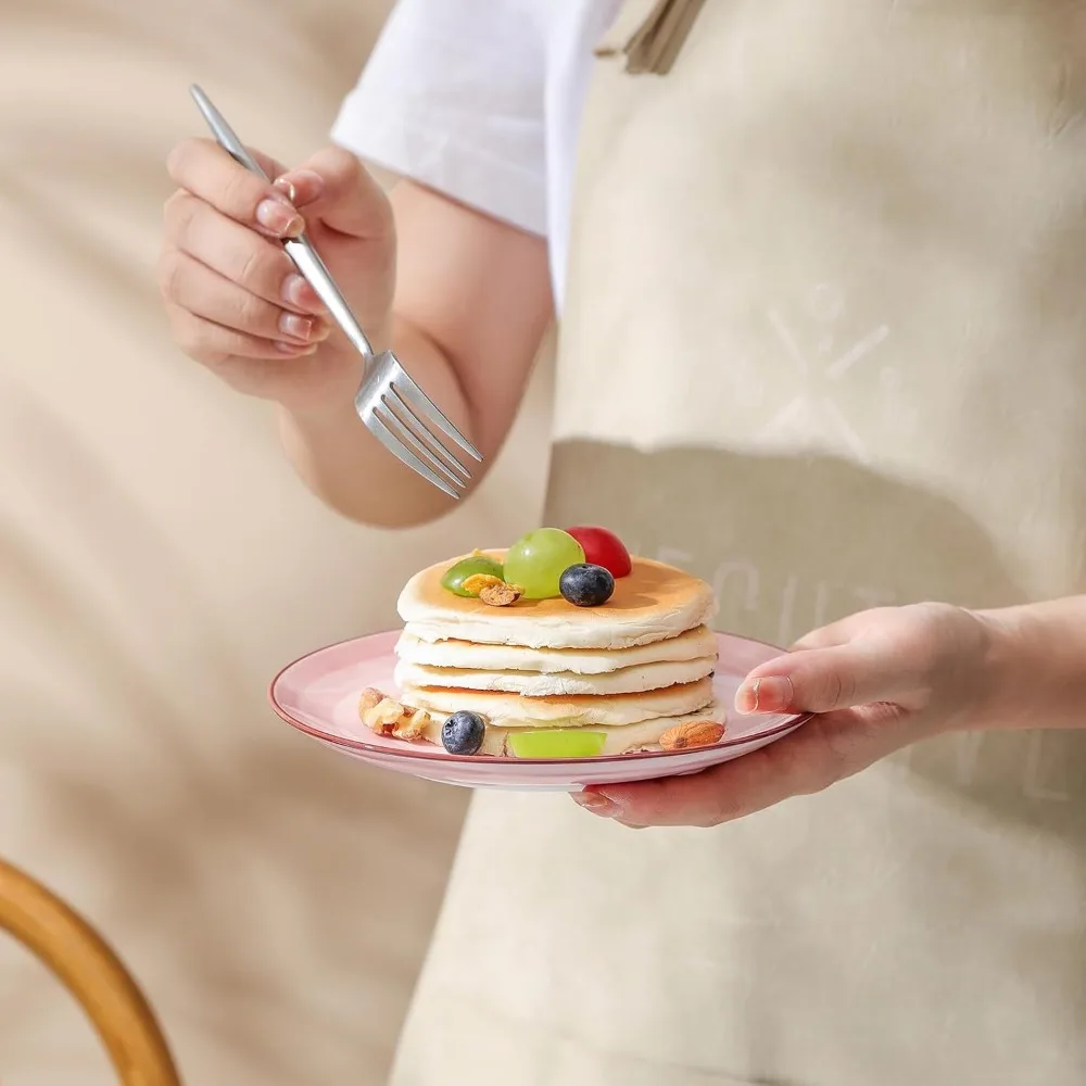 ceramic dessert plates set of 6, small salad plates 6 inch appetizer plates for kitchen, small dinner plates/dishes for cake sn