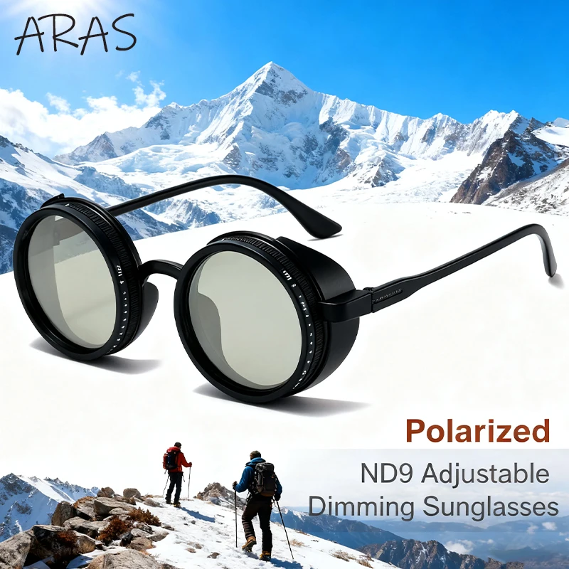 

Steampunk Polarized Adjustable Dimming Sunglasses Men 2025 Luxury Fashion Fishing Filter Sun Glasses For Male Round Eyewear