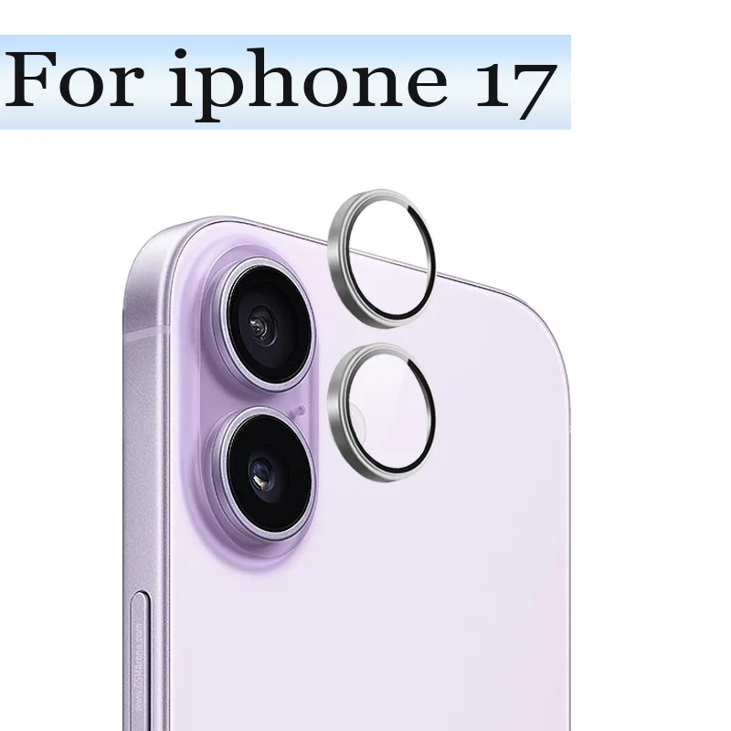 2Pcs/ 3D Full-Coverage Camera Lens Protector For Apple iphone17 Tempered Glass with Metal Ring Anti-Scratch 9H