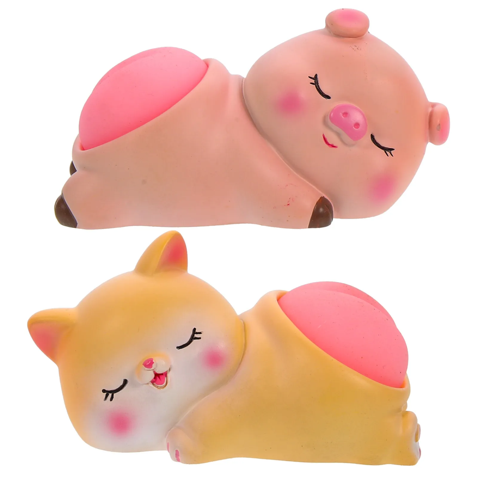 2pcs Cartoon Shaking Head Cake Ornament – Cute Animal Desktop & Car Dashboard Decor