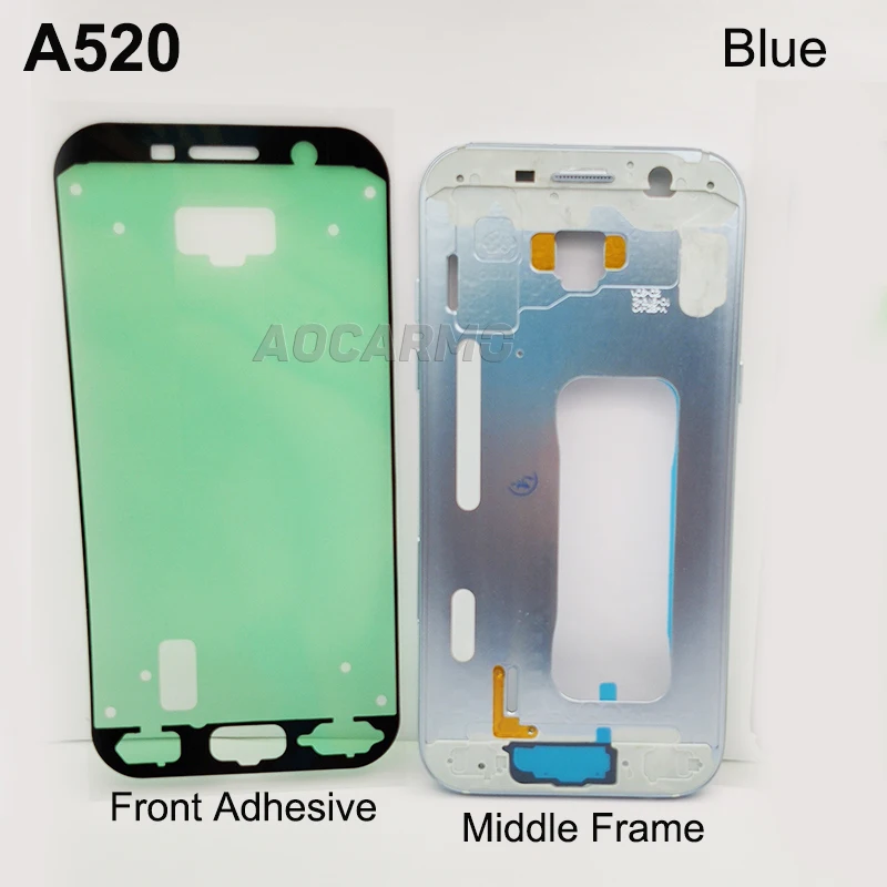 Aocarmo For Samsung Galaxy A5 2017 A520 A520F SM-A520F Middle Frame Front Bezel Frame Housing Case Middle frame With Adhesive