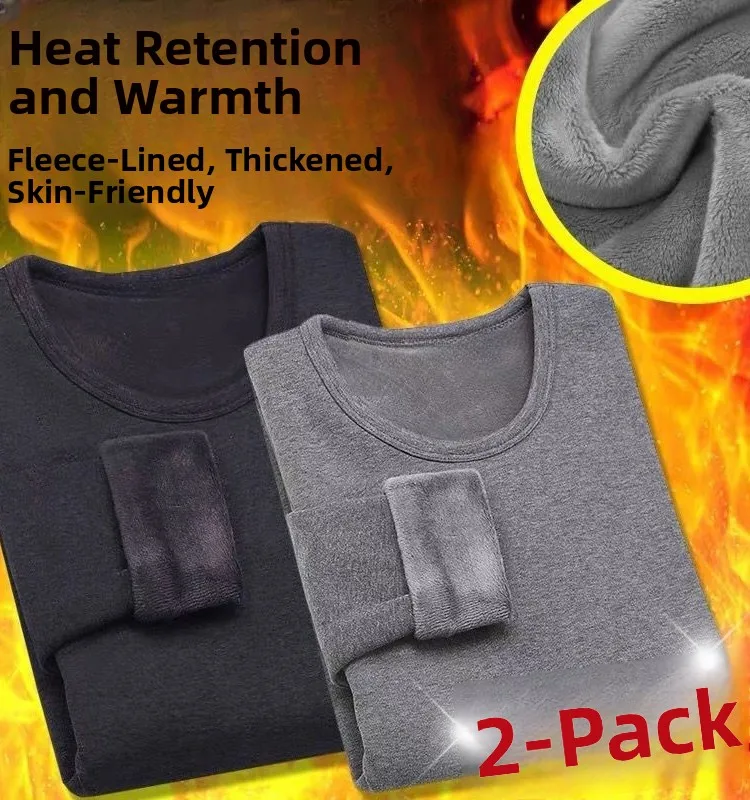 

Men's Long Sleeve Thermal T-Shirt Fleece Lined Thick Warm Color Base Layer Shirt Youth Full Sleeve Inner Wear Home Clothes