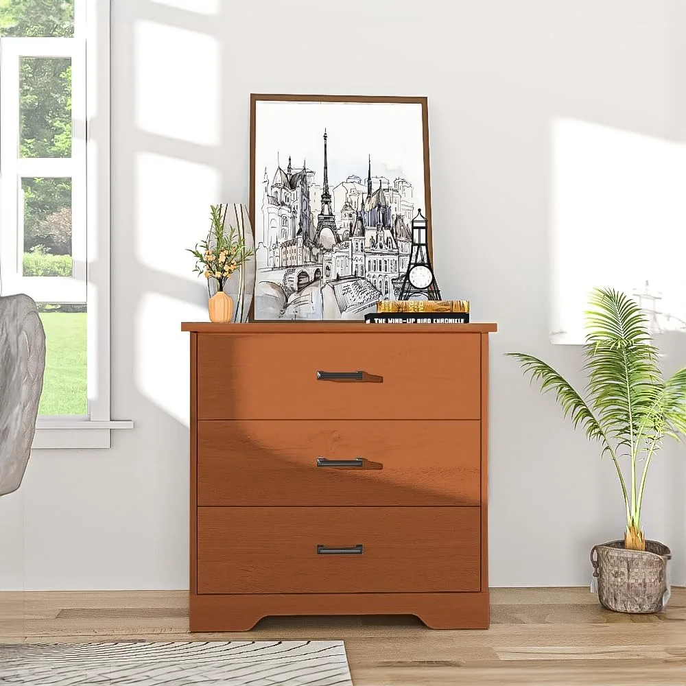 

3-Drawer Farmhouse Wooden Dresser Set for Bedroom, Living Room, Nursery | Modern Nightstand Clothes Dresser