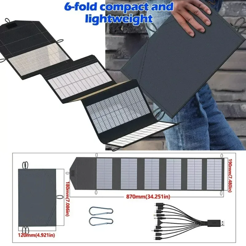 15W Foldable Portable Solar Panel 5V USB Output Monocrystalline Solar Charger Phone Power Bank Outdoor Camping Hiking Emergency