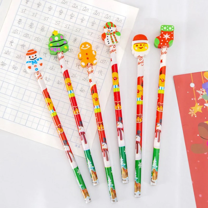 Natal Papelaria Set for Kids, Lápis Eraser, Escola e Escritório Escrita Suprimentos, Presente, 3pcs por conjunto