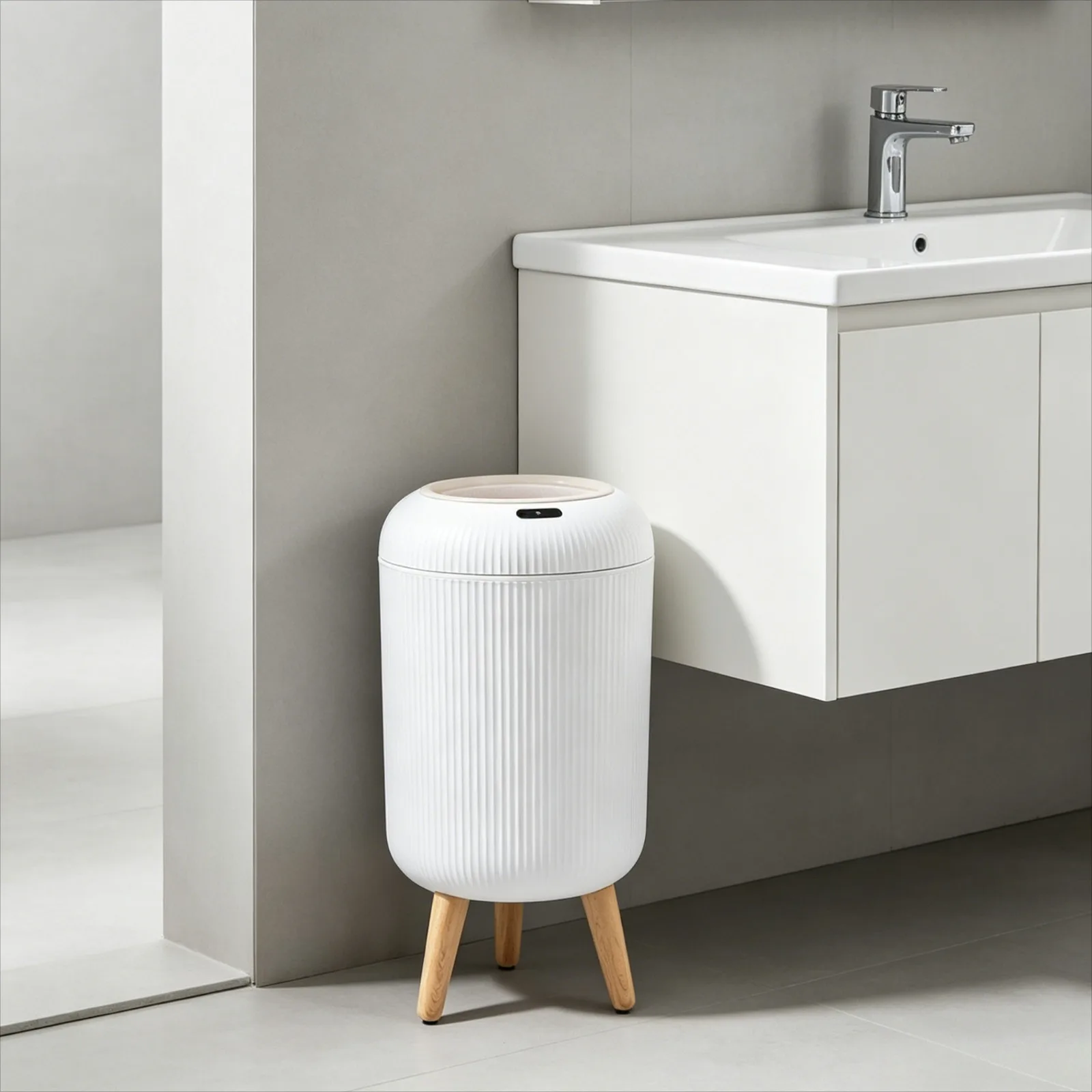 Automatic Trash Can with Lid,  Small Plastic Smart Trash Can, Motion Sensor Trash Can for Bedroom, Bathroom, Kitchen, Office