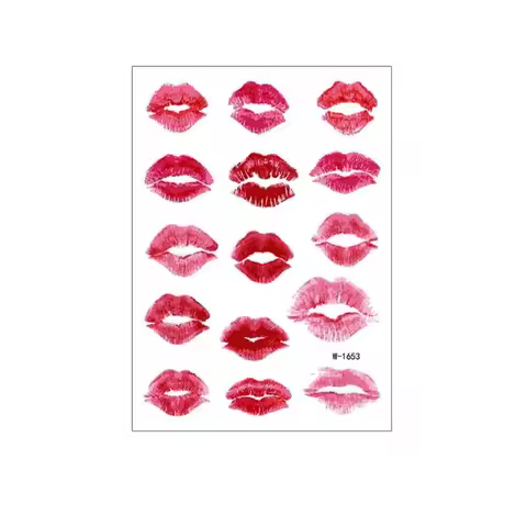 Waterproof Valentine Day Kiss Lip Stickers Leopard Print Disposable Lips Face Temporary Tattoos Funny Pink Bow Cherry