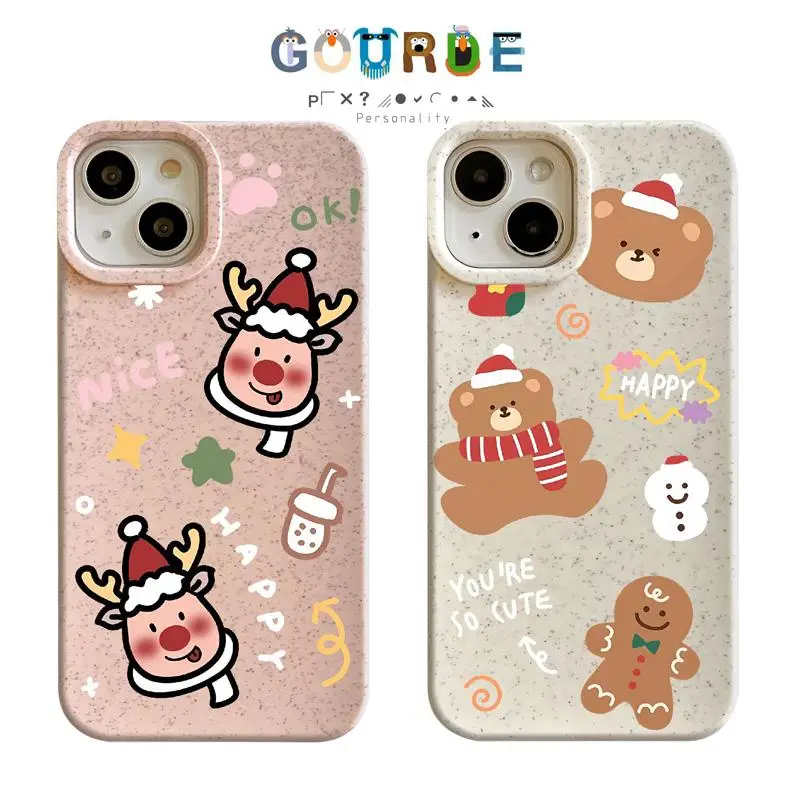 

Gourde Cute Elk Bear Cartoon patterns Phone Case for Iphone 16 15 14 12 13 11 Pro Max IP 7 8 Plus Iphon X XS XR Xs Max