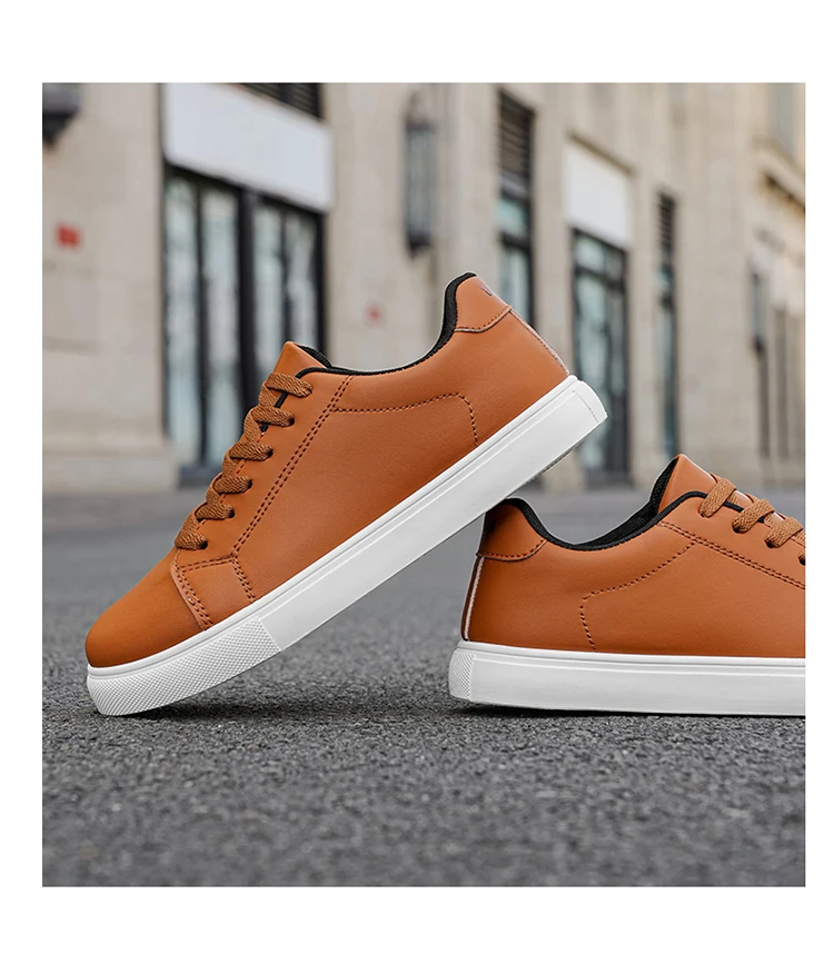Klassische Herren-Schnürschuhe aus Leder mit Plateau-Sohle, Komfortable Rutschfeste Niedrige Skate-Sneaker für Stadt, Büro und Alltag – Detail 13