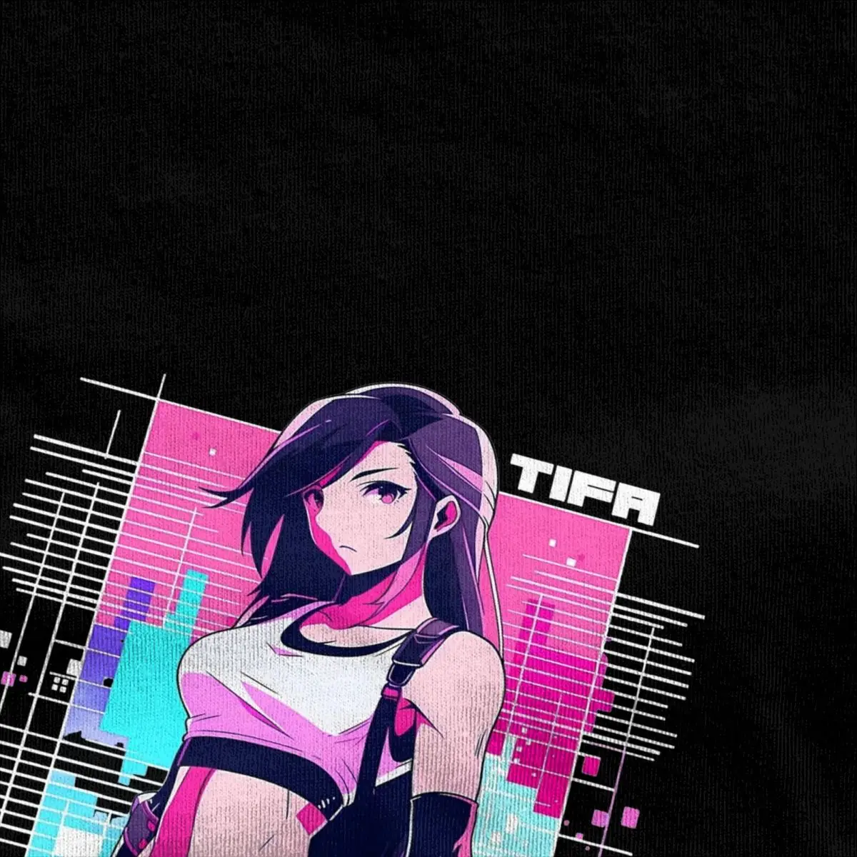 Men Women\'s Synthwave Tifa Lockhart T Shirts Final Fantasy Cotton Tops Cool Short Sleeve Round Neck Tee Shirt Gift Idea T-Shirts