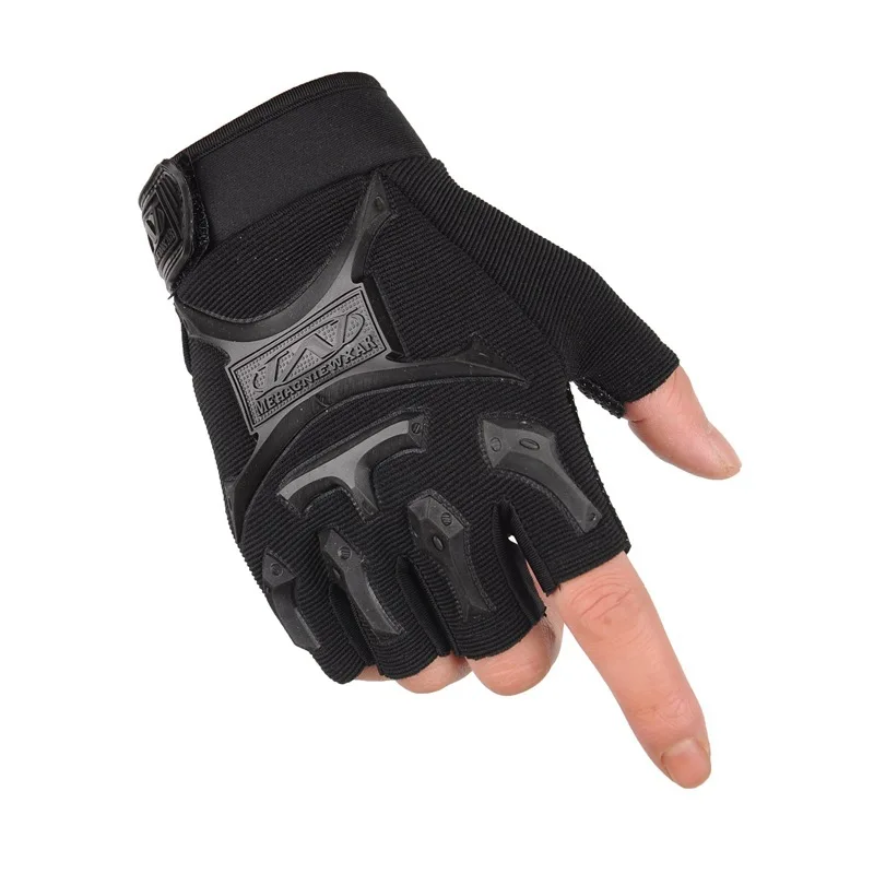 2 Pairs Packed 3-15 Y Kids Half Finger Gloves Boys Girls Anti-slip Sport Tactical Mittens