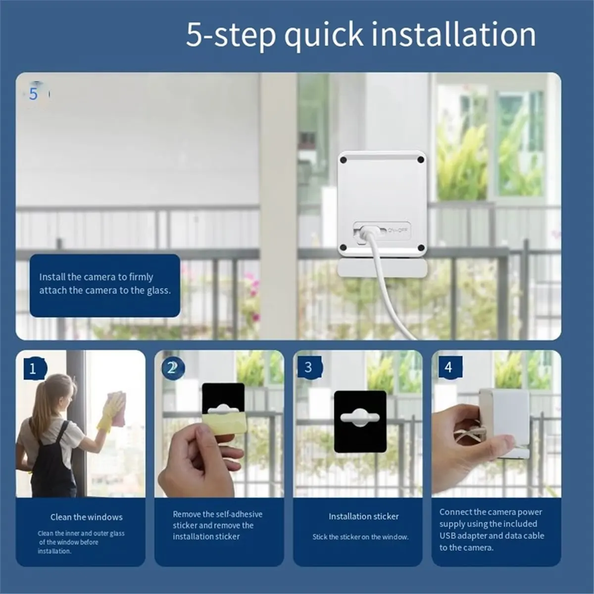 2K 4MP Smart Home Indoor Camera WiFi Connected Window Camera Security Surveillance Camera with Motion&Sound Detection EU