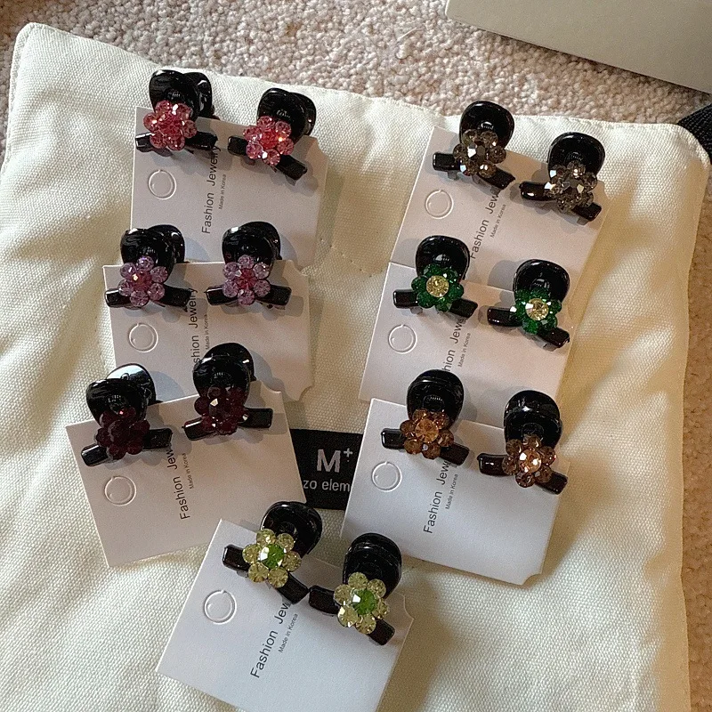 

Korean Hair Accessories Temperament Rhinestone Flower Simple Small Grab Clip Broken Hair Forehead Bangs Princess Head Hairpin