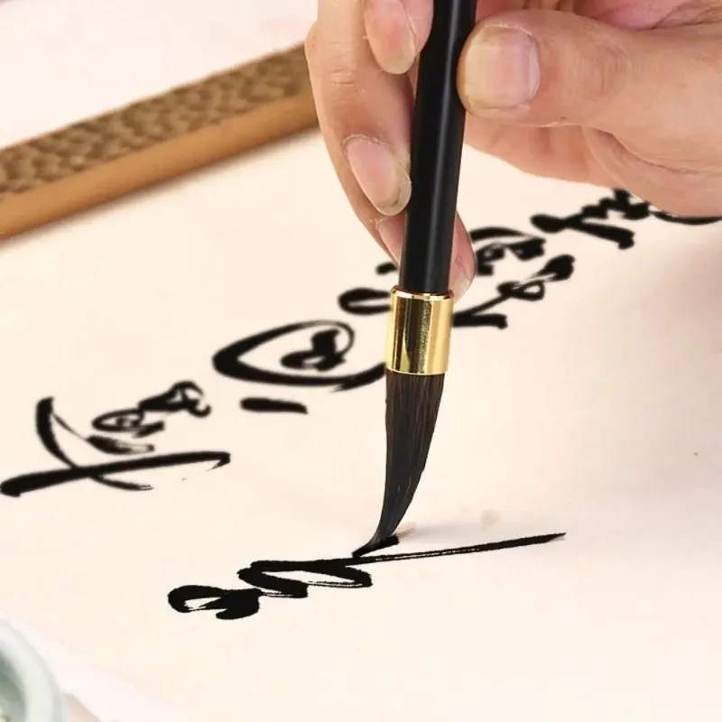 Ancient Oil Watercolor Chinese Calligraphy Brush Wolf Hair Wood Scriptures Writing Brush Oil Painting Art Paint Brush Student