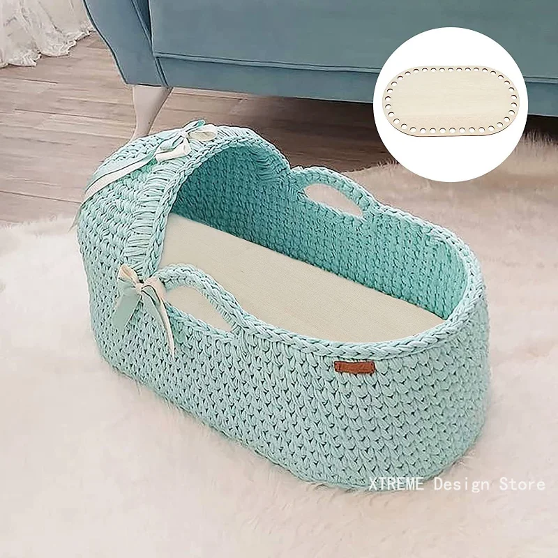 Crochet Basket Base Oval Blank Solid Natural Wooden Basket Bottom for Diy Basket Weaving Supply Craft Making Bag Accessories