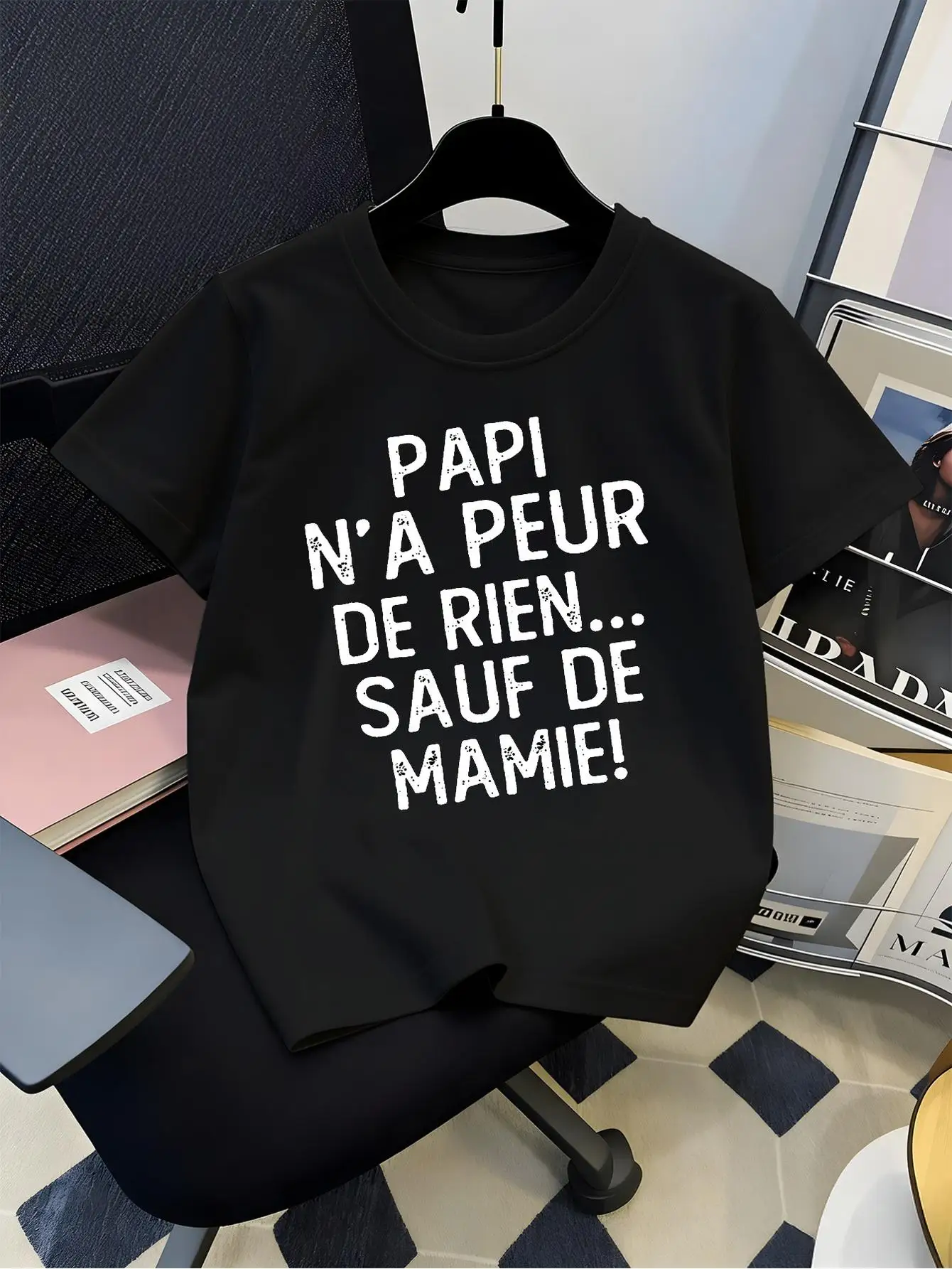 French Papi N A Peur De Rien Sauf De Mamie Graphic T Shirt For Boys Girls Family Matching Short Sleeve Tee Parent Kid Summer Top