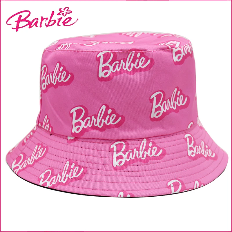 

Barbie Sun Hat Cute Cartoon Pink Printed Fisherman Hat Macaron Women's Casual Fashion Versatile Hat Trendy Hip-Hop Decoration