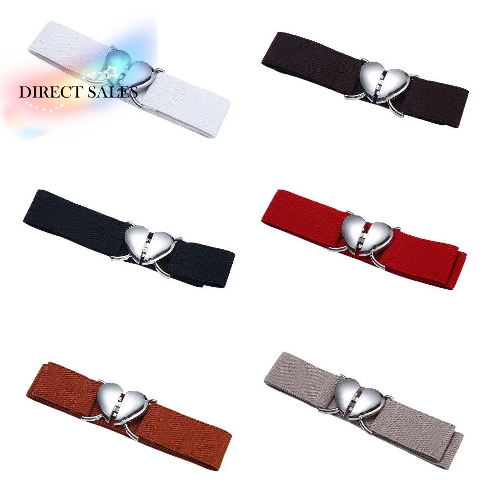 

Elegant Exquisite High Quality Girl For Woman Love Heart Buckle Waist Accessories Thin Belts Elastic Belts Waistband