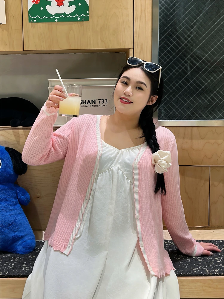 

Soft Knitted Open Cardigan plus Size Women's Fashion Spring New Style Slimming Versatile Outerwear Commute Simple Style