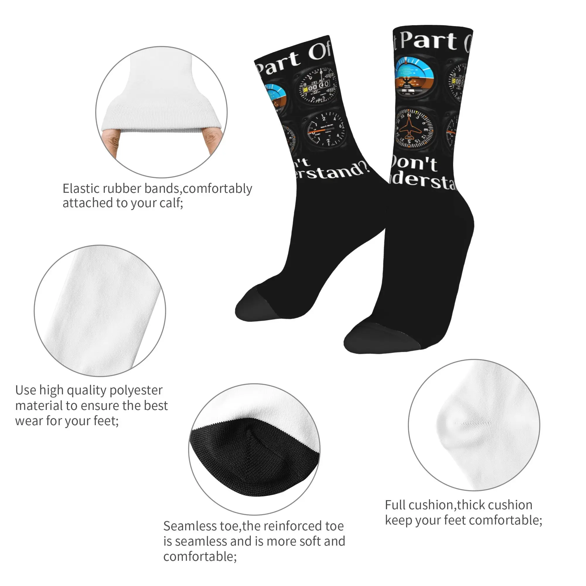 Crazy Design Light Aircraft Dashboard Skateboard Socks  Polyester Middle Tube Socks for Women Men Non-slip