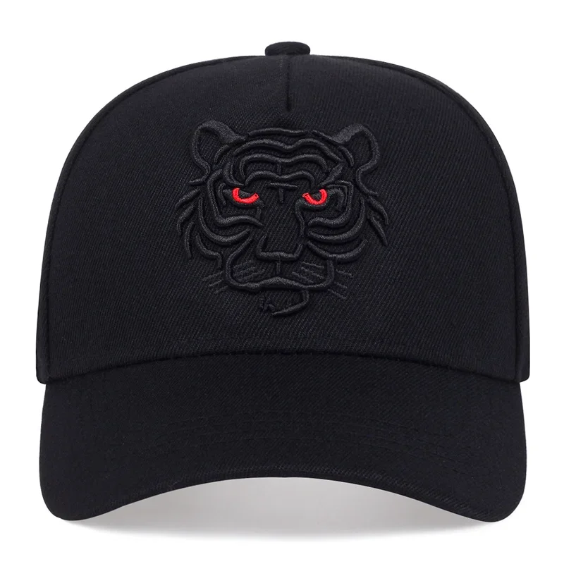 New Cotton Black Tiger Embroidery Baseball Cap Men Women Hip Hop Hat Summer Leisure Trucker Caps Unisex Hats