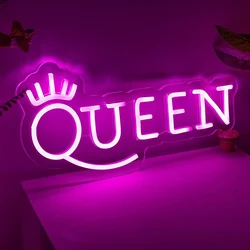 Crown Queen LED Neon Light Letter Pink Neon Lights Wall Decor for Bedroom Shop Apartment Dorm Birthday Party Wedding Gift