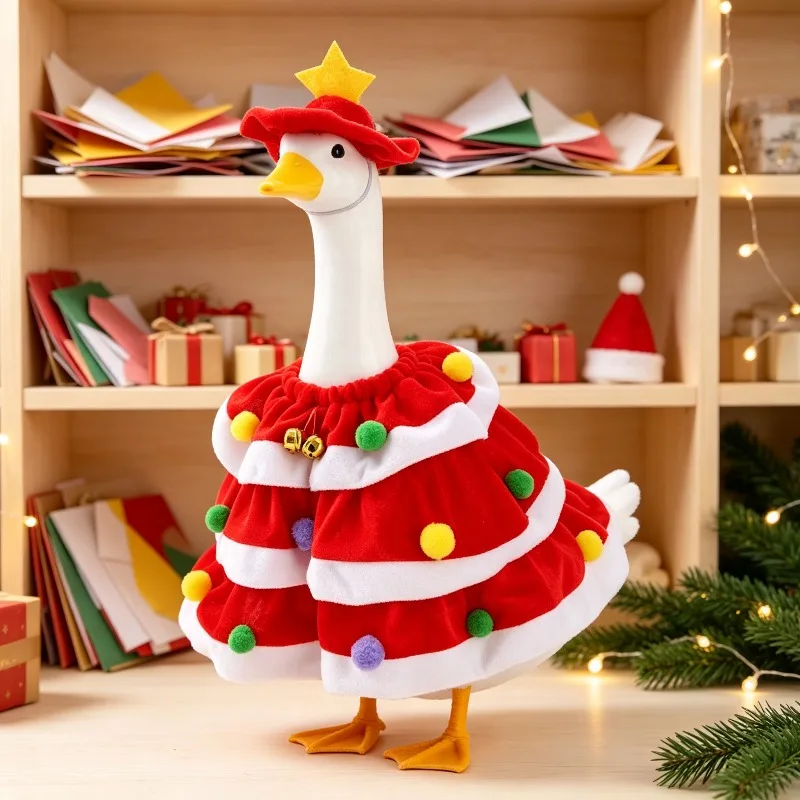 2026 Christmas Pet Clothes Hat Dress Christmas Tree Porch Goose Outfit For Courtyard Holiday Decor Without Goose