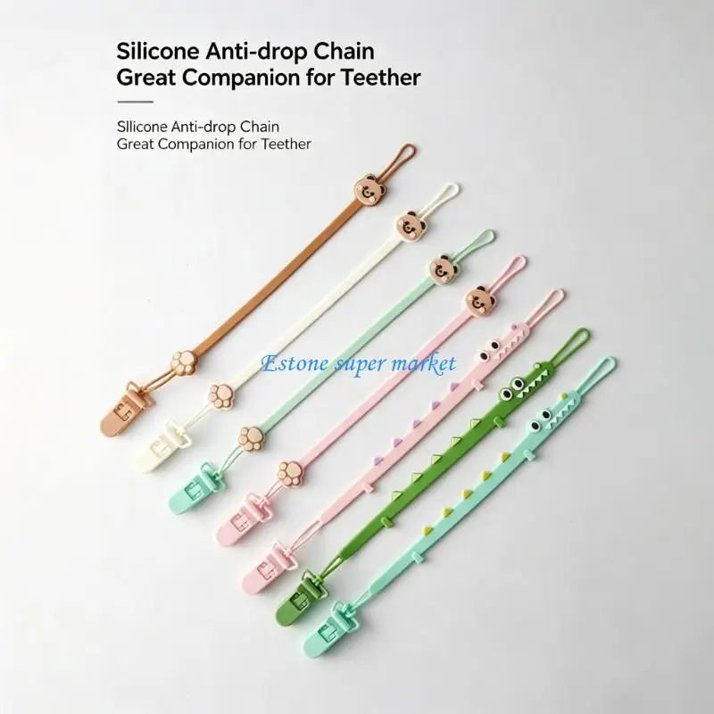 090B Dummy Chain Pacifier Strap Chain Clip Baby Pacifier Holder Clip Silicone Chain