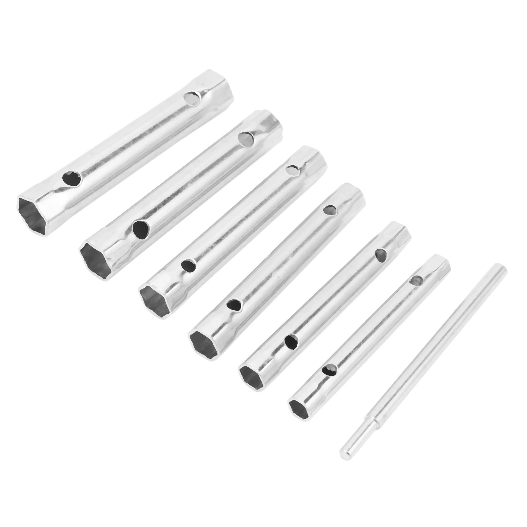 6PC 8-19mm Metric Tubular Box Wrench Set Tube Bar Spark-Plug Spanner Steel Double Ended for Automotive Plumb Repair