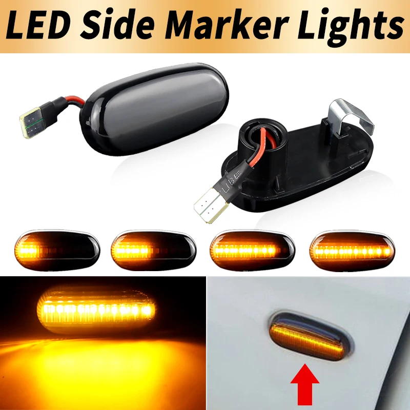 2PCS Canbus para Fiat Bravo 07-16, para Alfa Romeo 147 00-04, GT 03-10, MiTo 08 en adelante, luces LED de señal de giro laterales, accesorios para coche