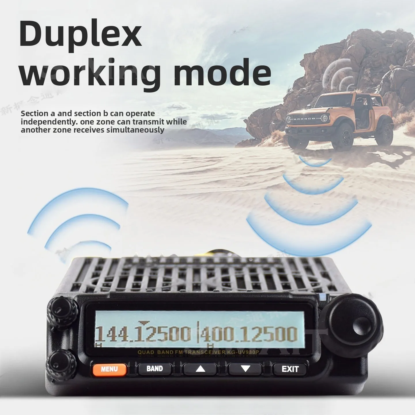 Wouxun KG-UV980P Quad Band Mobile Radio w/ Chinese Display, SW & Cross Band Repeater for Overlanding