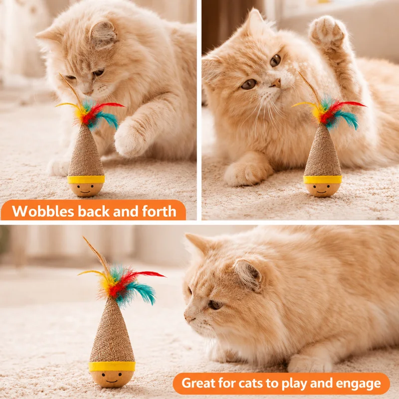 Cat Tumbler Wobbler Fun Tumbler Cat Teaser Toy Wear Resistant Bite Resistant Cat Interactive Suitable for All Breeds and Sizes