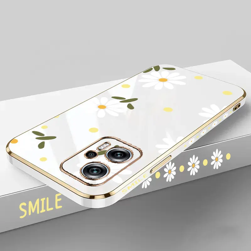 White Flower Luxury Plating Case For OPPO A16 A17 A38 A39 A58 A59 A78 A98 RENO 7 8 8T 10 11 PRO 5G Soft Cover