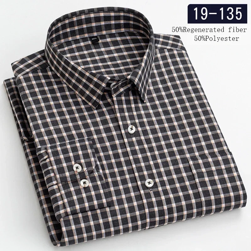 

New in shirt luxury hight quality wool long-sleeve shirts for men slim fit casual elastic shirt plaid striped designer clothes