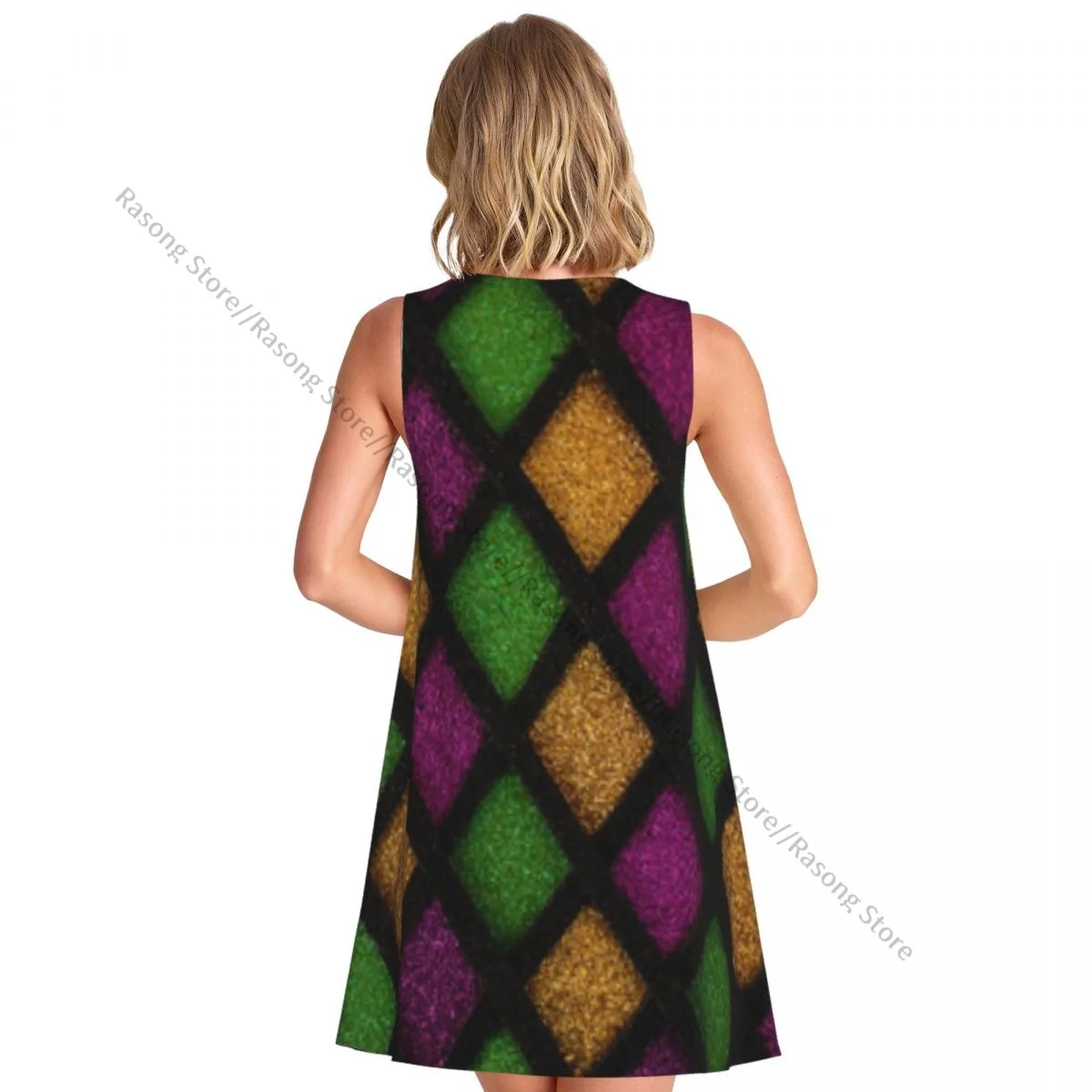 Abito da donna T-shirt casual estiva Abiti da spiaggia Copricostume Paillettes Diamanti Abito da serbatoio con sfondo Mardi Gras