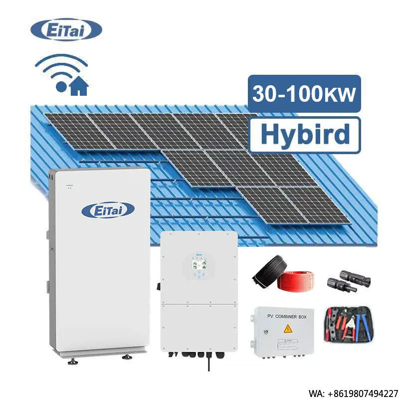 Complete  3Phase Hybrid Grid 20 Kw Complete Solar Energy Panel System Module Inverter Kit for Home 30 Kw 50 Kw
