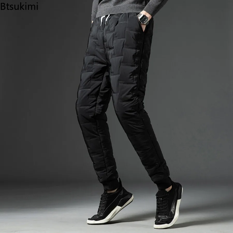

2025 Winter Warm Pants Men's Thicken Dowm Cotton Pants Outdoor Casual Joggers Pants Windproof Waterproof Thermal Trousers Male