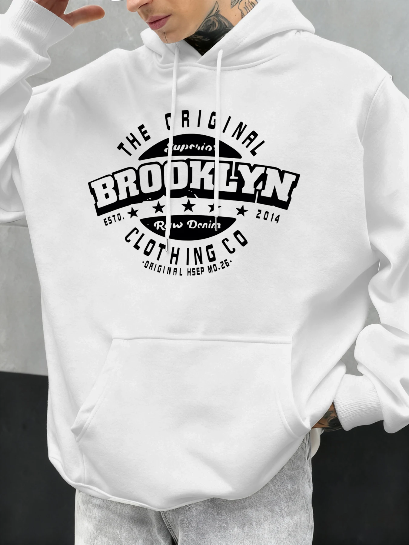 الأصلي بروكلين الملابس المشارك تصميم الخريف الرجال هوديس الصوف عارضة الذكور هودي أزياء فضفاضة هوديي جيب الشارع السترة