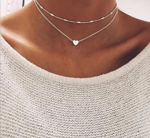 Aihua Hohe Qualität Schlüsselbein Kette Schmuck Gold Silber Farbe Vogel Taube Herzen Sterne Choker Halsketten für Frauen Täglichen Collares – Detail 1