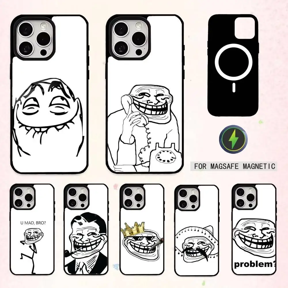 

Чехол для телефона T-Trollfaces Comics Memes для iPhone17,16,15,14,13,12,11 Plus, Pro Max, магнитный для беспроводной зарядки Magsafe
