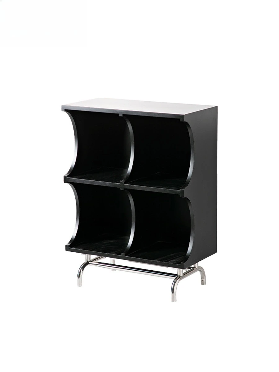 

Black storage cabinet TV cabinet Medieval stainless steel locker Combination bookcase Creative bookshelf