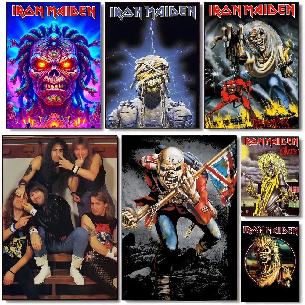 Rock Band I-Iron Maiden Poster High Quality Bedroom Living Room Aesthetic Wall Decoration Painting Stickers Gift