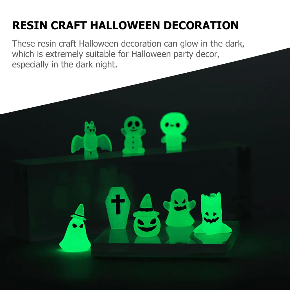 

8 Pcs Mini Resin Ghost Statues Luminous Dark Halloween Kit Night Light Decorations Glow In The Dark