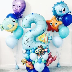43pcs Sea Animal Balloons Set Under The Sea Party Balloon Kids 1 2 3 4 5 6 7 8 9 Birthday Party Decorations Baby Shower Supplies