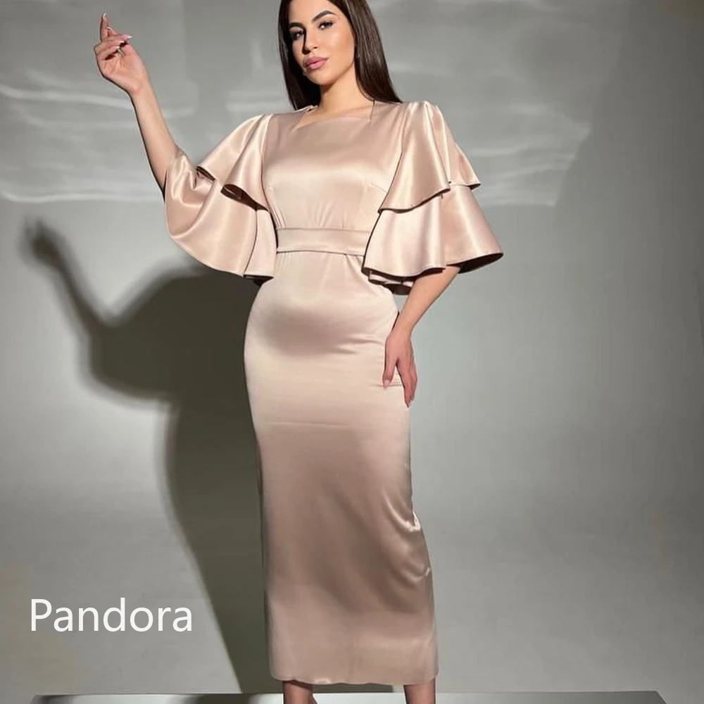 Pandora Square Collar Prom Dress Short Sleeves Evening Gown With Ankle Length Women Wedding Party Dress2024