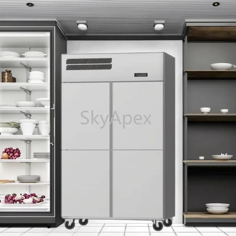 

5 Star Energy Efficient Stainless Steel 4 Door Single Temperature Air Cooling Upright Freezer For Home Kitchen Office Small Use