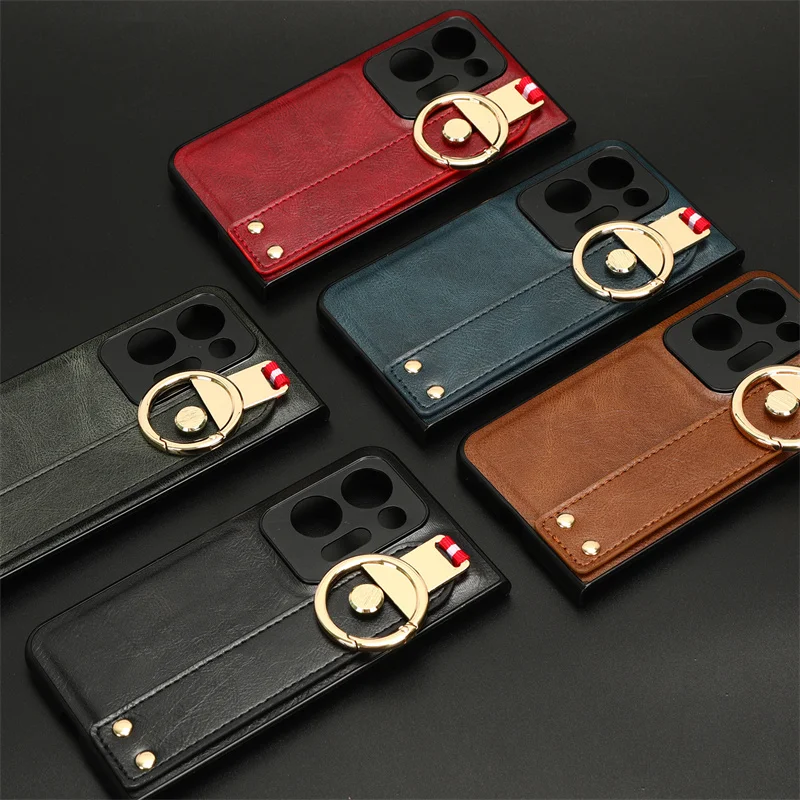 For OPPO FIND N2 Anti-Shock Business Leather Wristband Cover Case For Oppo Find N 2 FindN2 FindN Non-Slip Protective Case