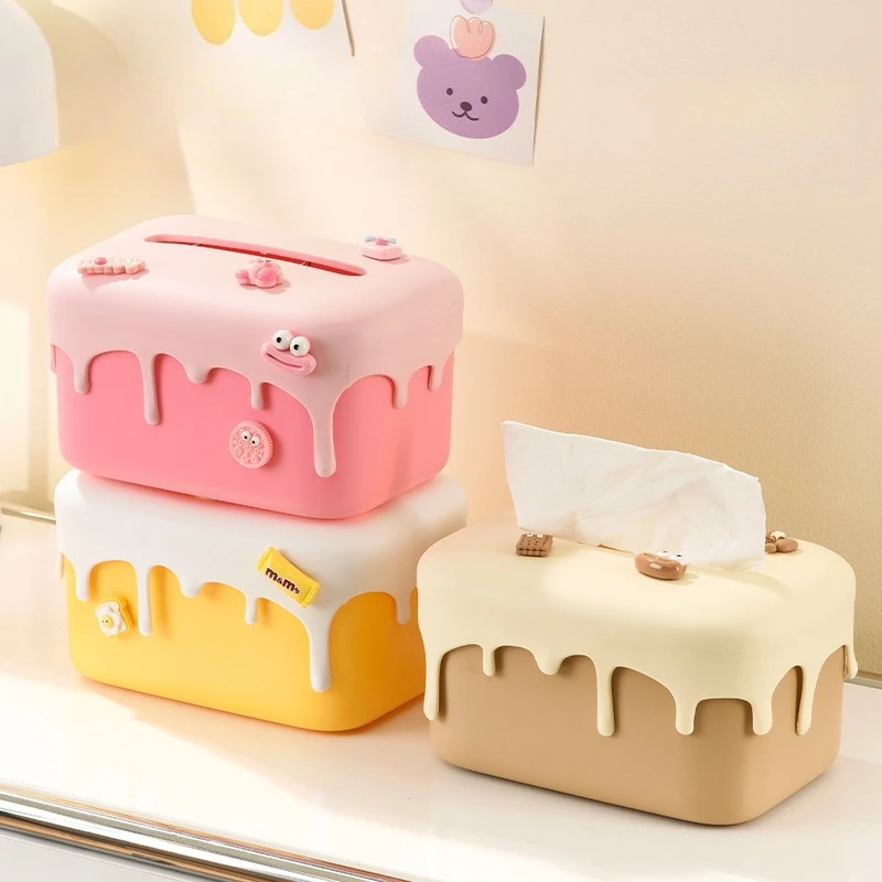 

Portable Tissue Box Living Room Desktop Storage Paper Box Dopamine Creative Paper Towel Storage Box Household Daily Necessities