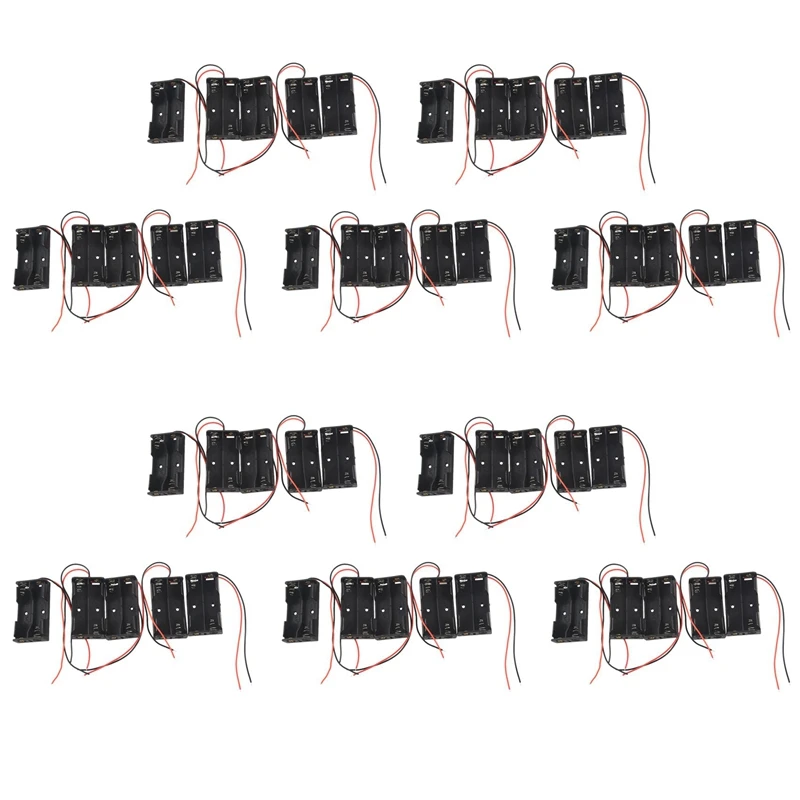 

50 шт., 2X1,5 в, держатель батарейки AA, черный с проводными выводами